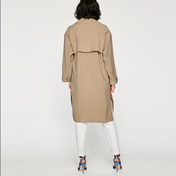ZARA - Tan Flowy Trench Coat In Size XS - Picture 2 of 8